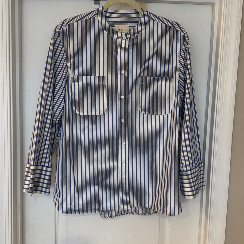 Sezane Nine Shirt Blue And Ecru Stripes - Size 6